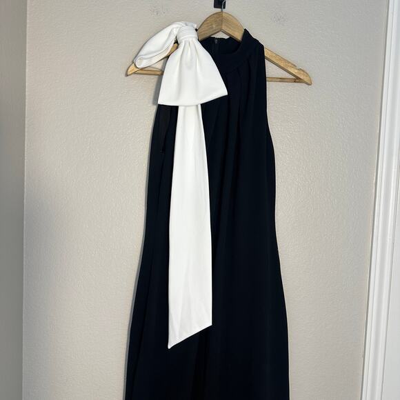 Tadashi Shoji Sims Black/White Shoulder Bow Halter Gown, Black Tie, Wedding, XL - Picture 4 of 7